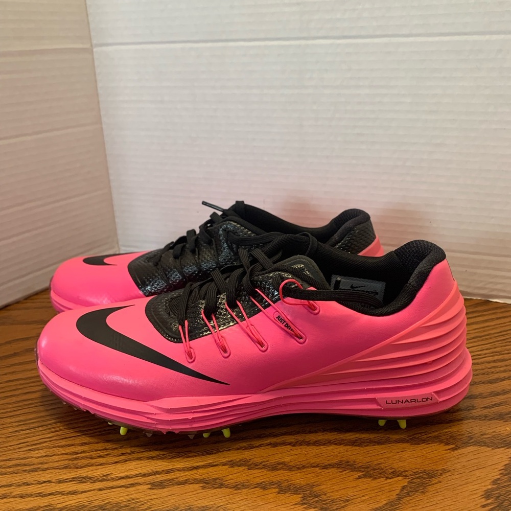 Nike Golf Pink& Black and Highlighter Yellow Shoes Woman’s Size 8. Comfort Cute - Picture 3 of 13